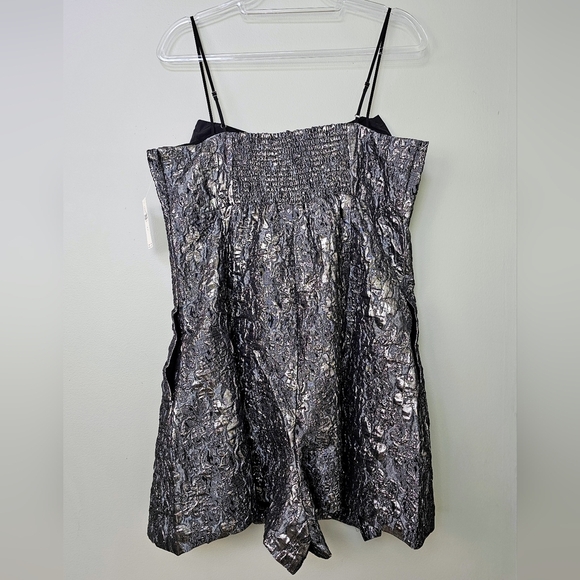 Maeve x Anthropologie Bow-Front Floral Jacquard Romper, Black Pattern, Size 16 - Picture 6 of 16